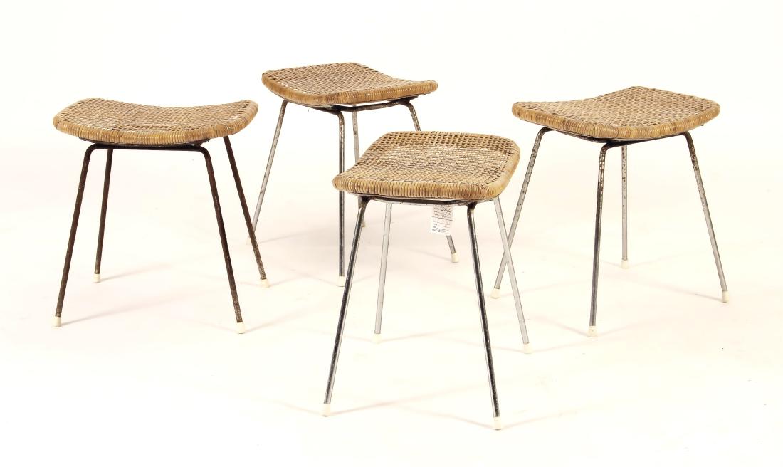 Set of 4 Italian Midcentury Chrome Wicker Stools (1 of 12)