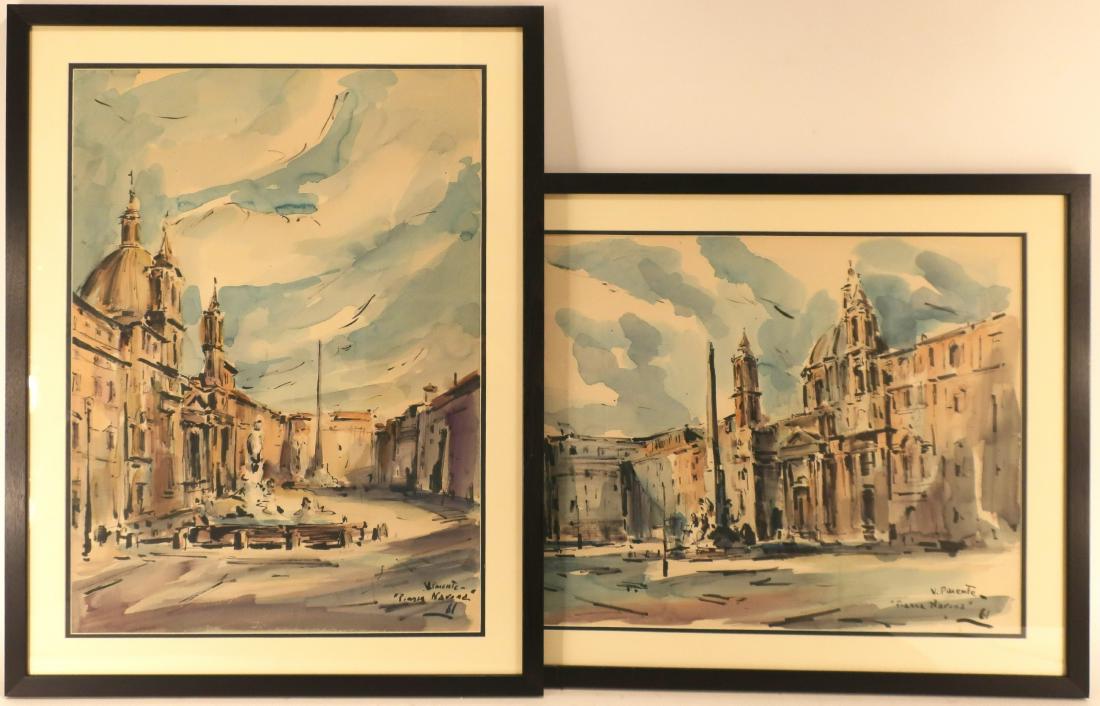 Vinicio Parente, It. b. 1928, 2 Roman Scenes, W/Cs (1 of 7)