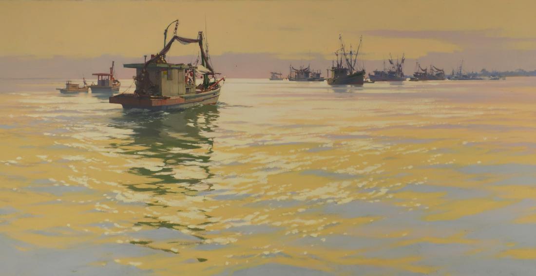 Carl G. Evers, Am., Shrimp Boats in Harbor O/C (1 of 5)