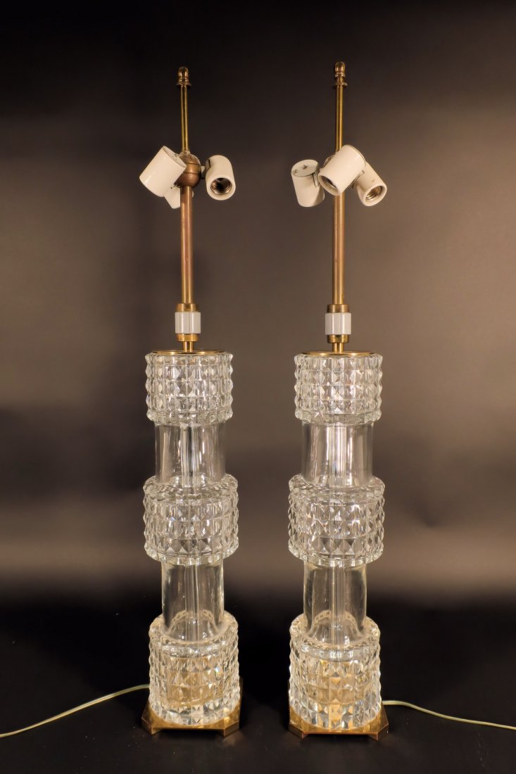 Pr Midcentury Modern 3-Tier Crystal Table Lamps (1 of 6)