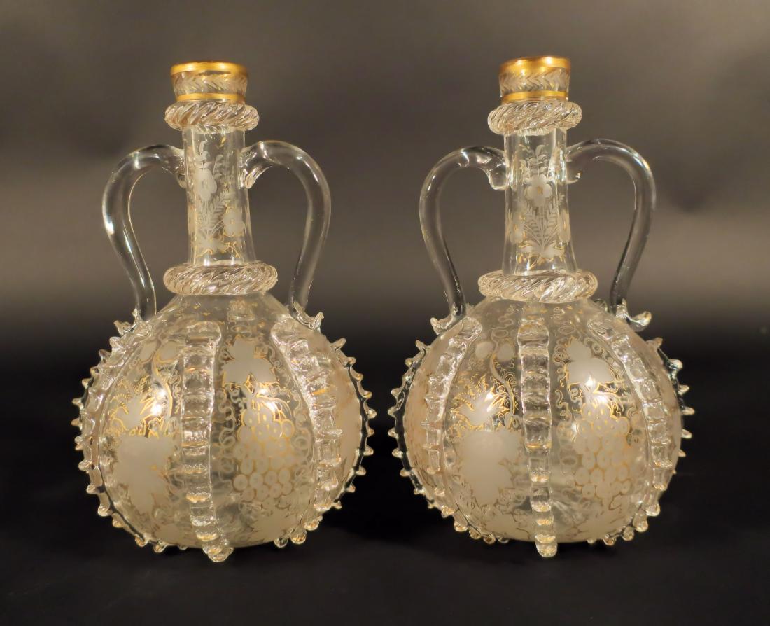 Pair of 19th c. Hand Blown Glass Decanters (1 of 7)