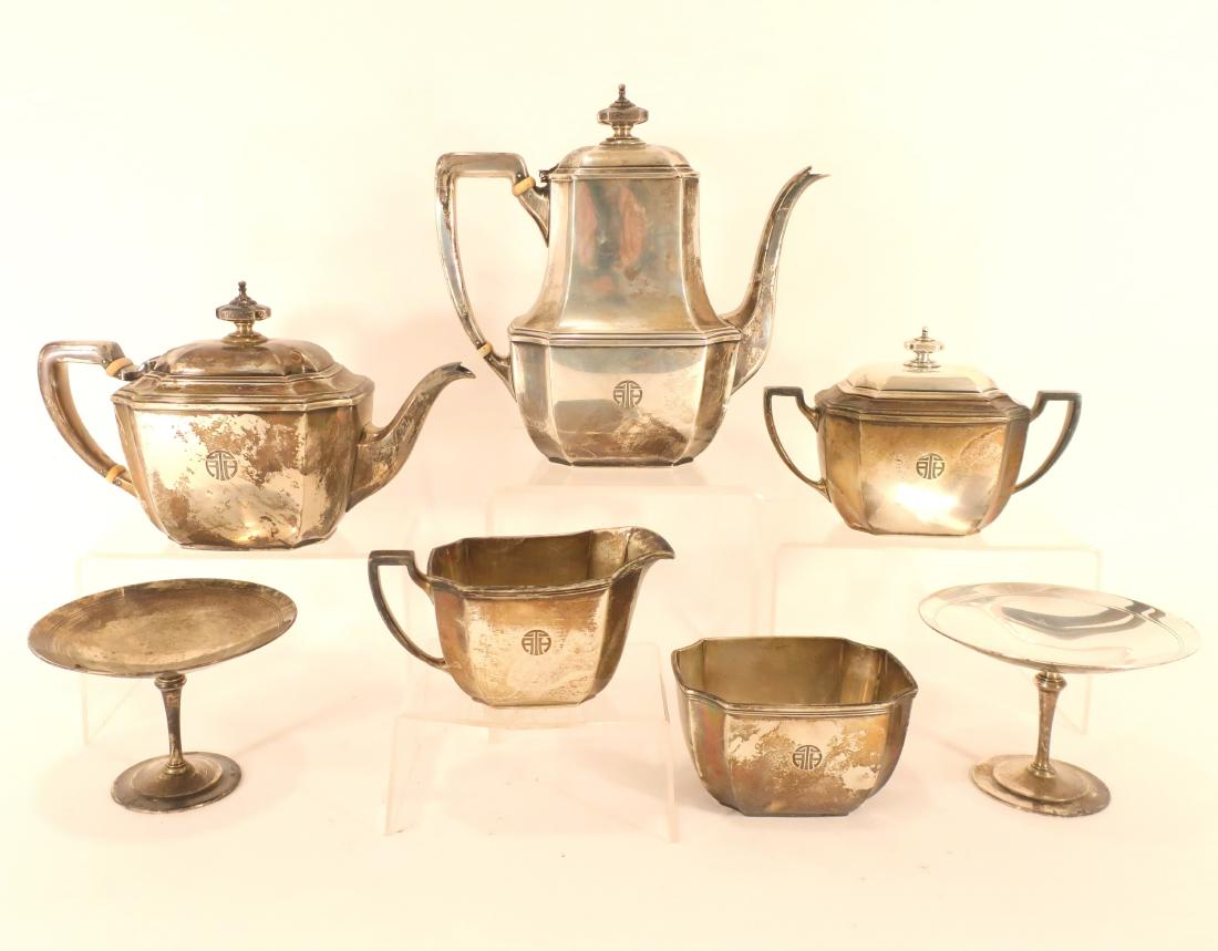 Tiffany Sterling Hampton Tea Service w Pair Tazzi (1 of 9)