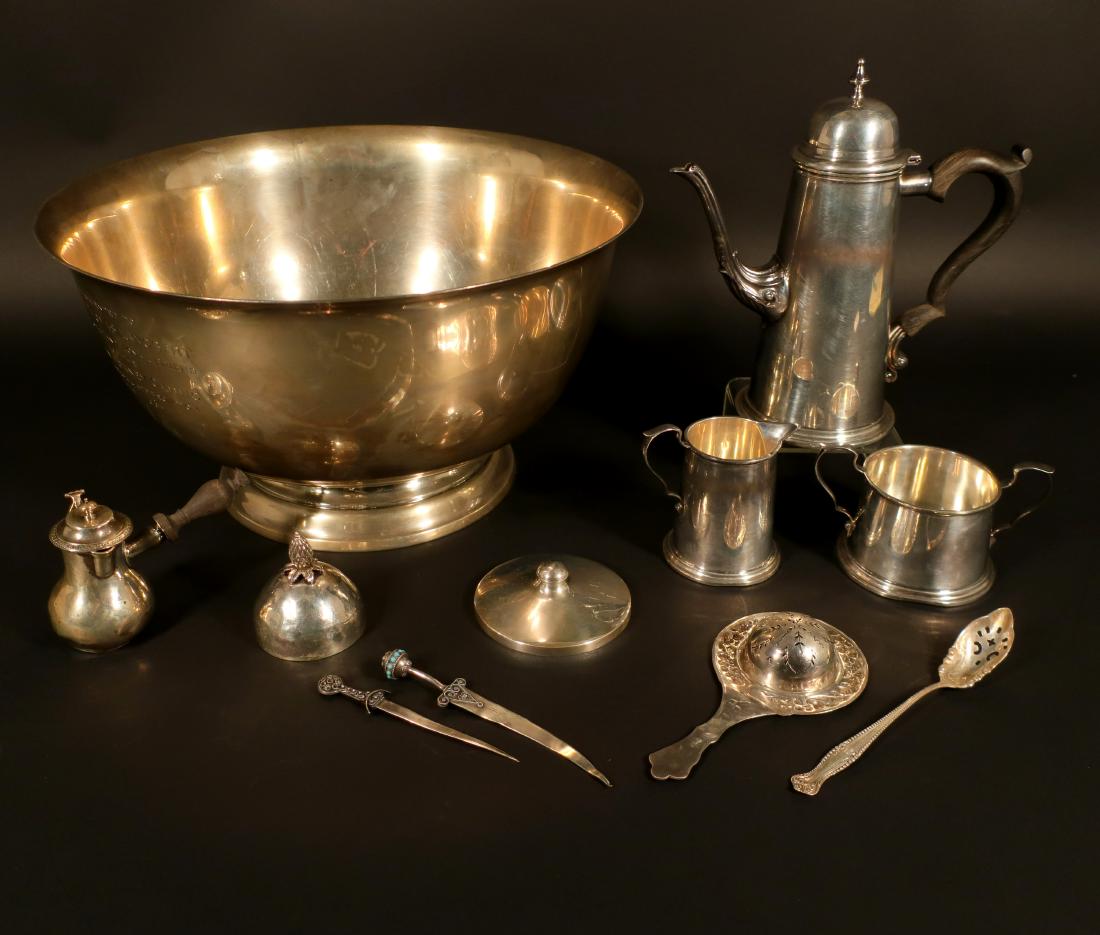 Sterling Group: Immense Trophy Bowl, Teapot etc (1 of 10)