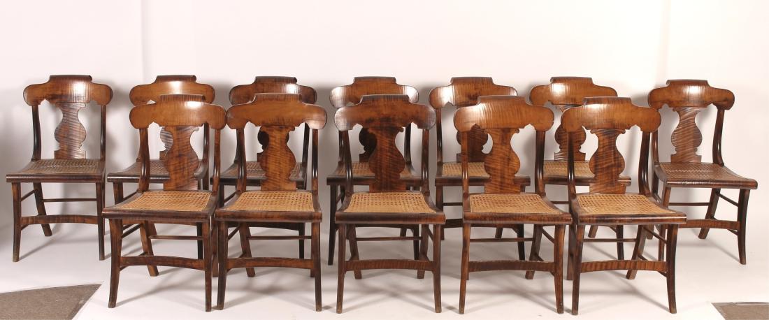 12 Tiger Maple Cane Seat Chairs (1 of 8)