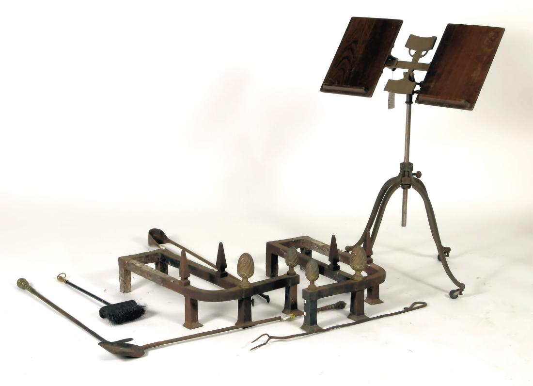 19th C. Chenets,Tools and Music Stand (1 of 7)