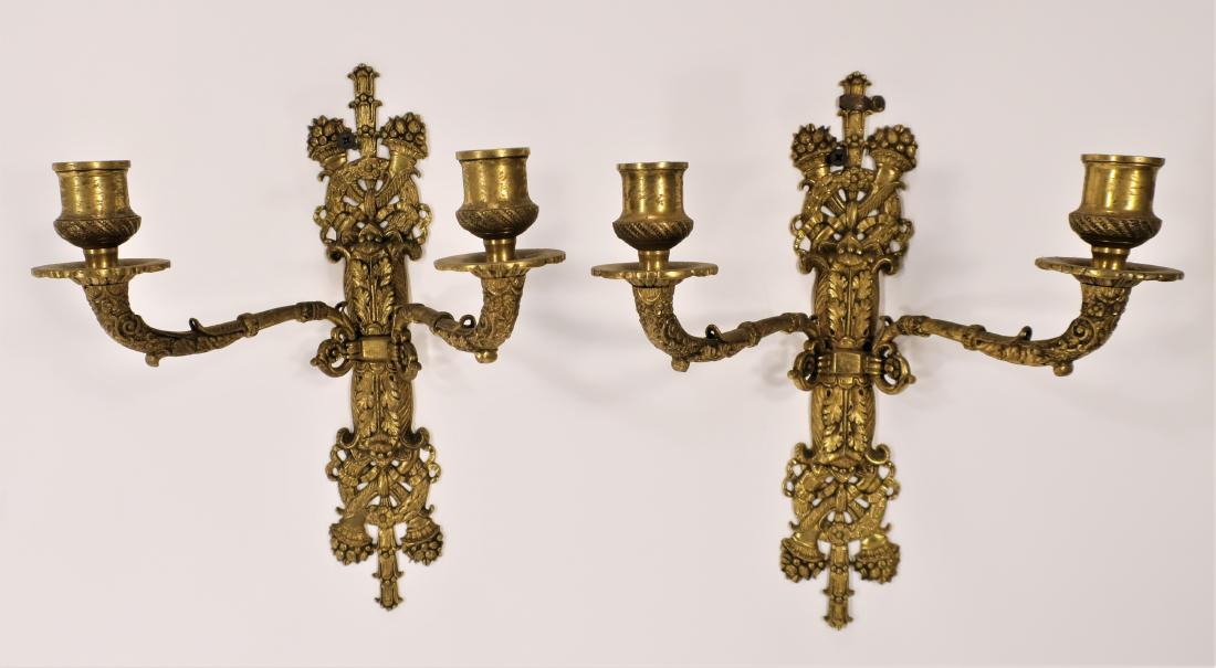 Pair of Gilt Bronze 2-Light Sconces (1 of 3)