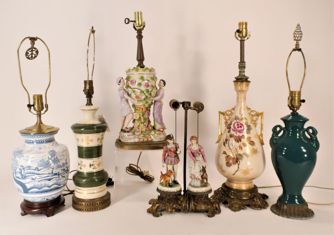 Six Continental Style Porcelain Lamps (1 of 4)