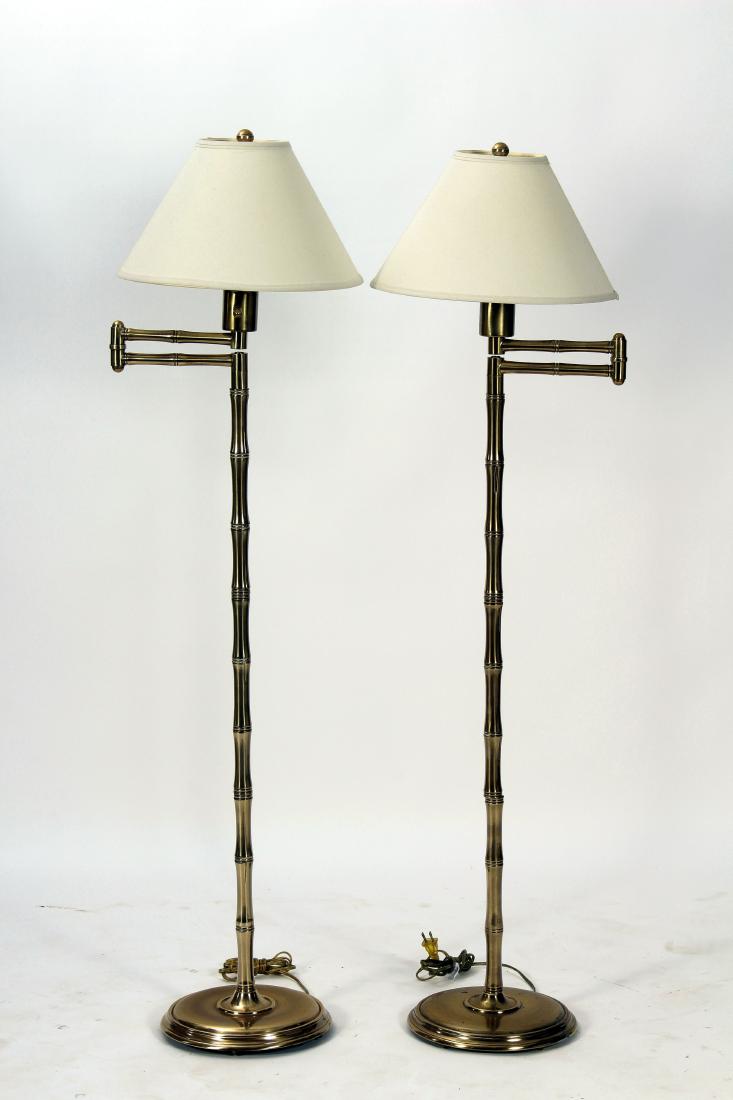 Pr. Mario Buatta for Frederick Cooper Floor Lamps: Pr. of Mario Buatta for Frederick Cooper Pearson Swing Arm Floor Lamps (QSRY7107/2)[MM] Dimensions:53" H