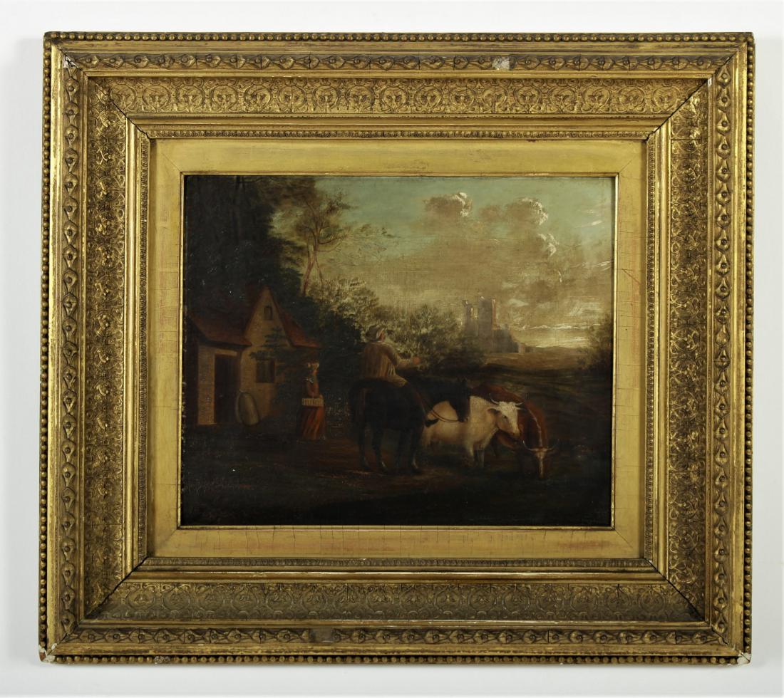 Hollowell, Br 19th c. Farmyard with Figures O/C (1 of 6)