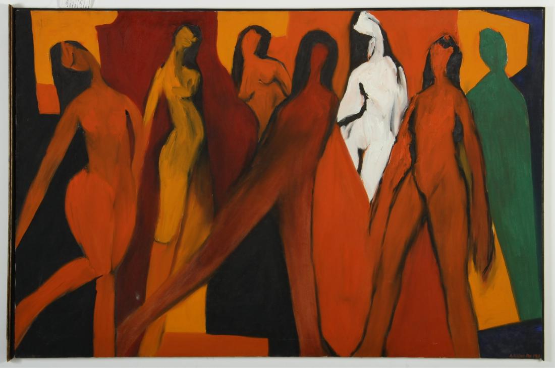 Arnold Weber, Am., Multiple Figures Standing, O/C (1 of 2)
