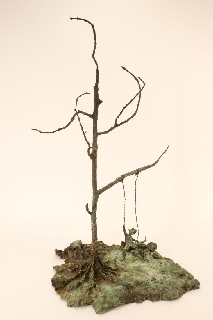 Bronze Organic Sculpture, Tree w Girl on Swing (1 of 6)