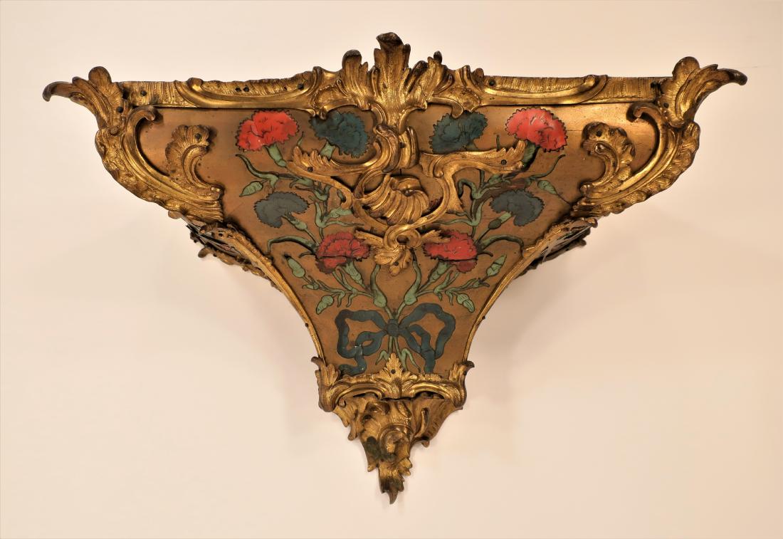 19th C. French Brass and Enameled Wall Shelf (1 of 6)