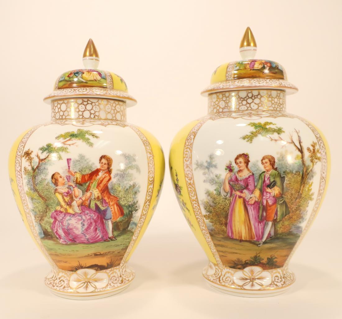 Pr. of Porcelain Dresden Urns with lids (1 of 7)