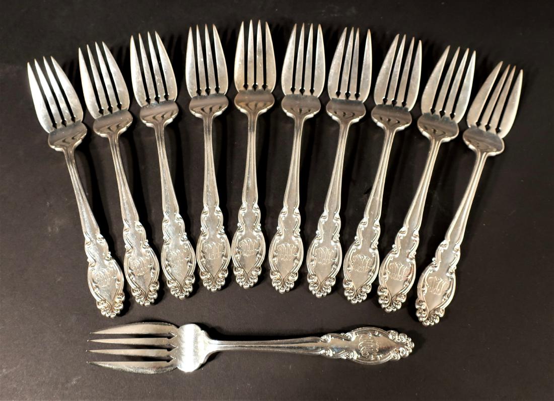Set of 11 Sterling Theodore B. Starr Dessert Forks (1 of 3)