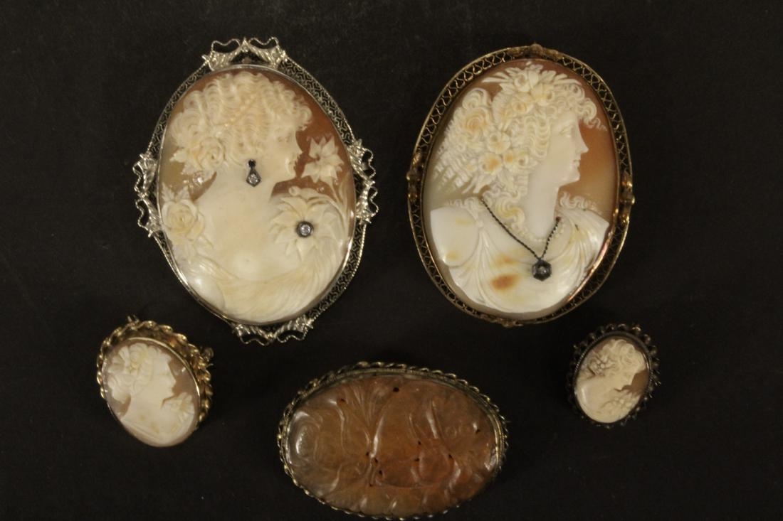 Vintage Cameo's and Carved Pin (1 of 5)