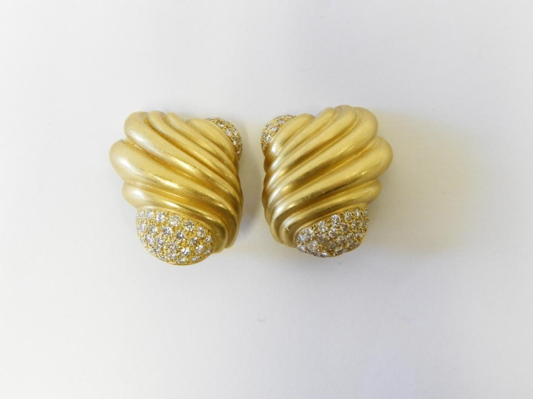 18k Yellow Gold & Pave Diamond Earrings (1 of 10)