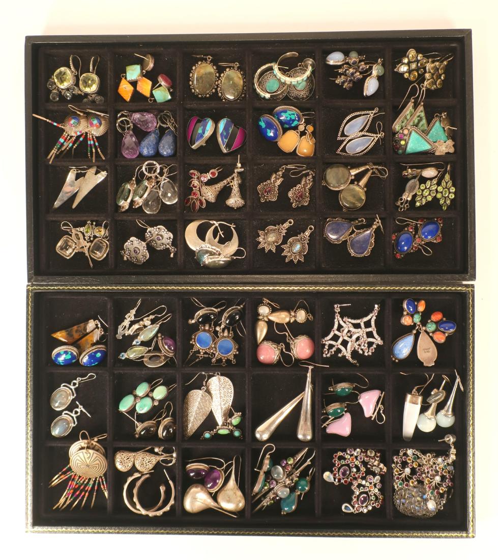 Large Lot of Artist Signed Sterling Earrings (1 of 3)