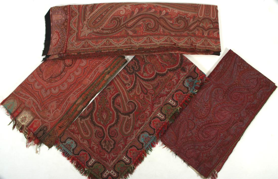 Four 20th C. Woven Paisley Shawls (1 of 7)