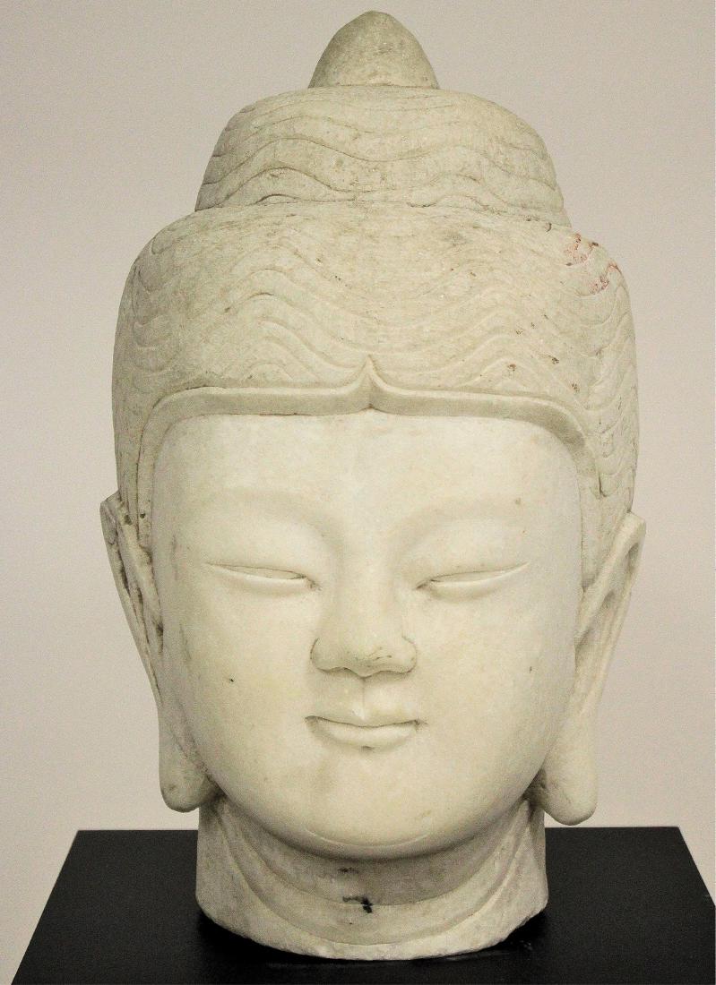 Large Chinese Alabaster Head of Buddha (1 of 9)