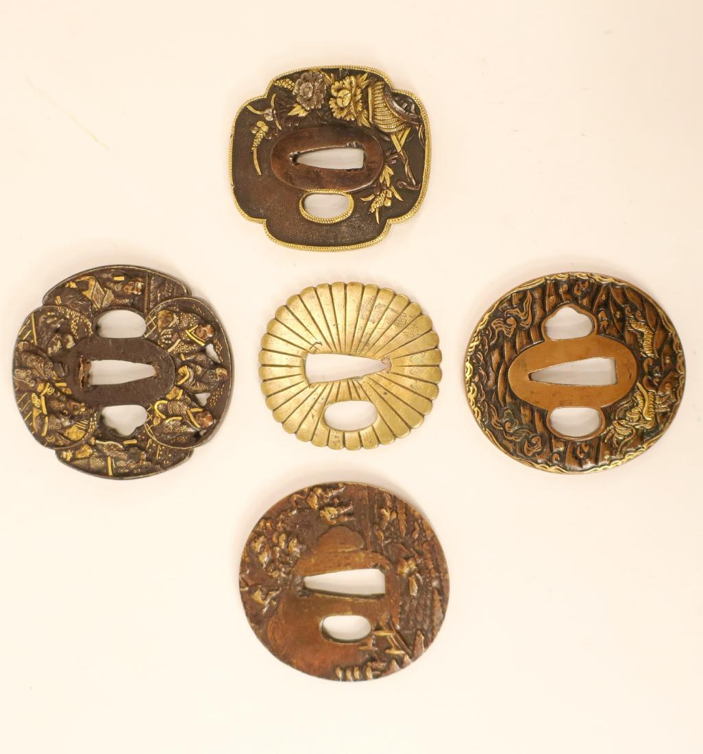 5 Japanese Iron & Bronze Tsuba (1 of 4)