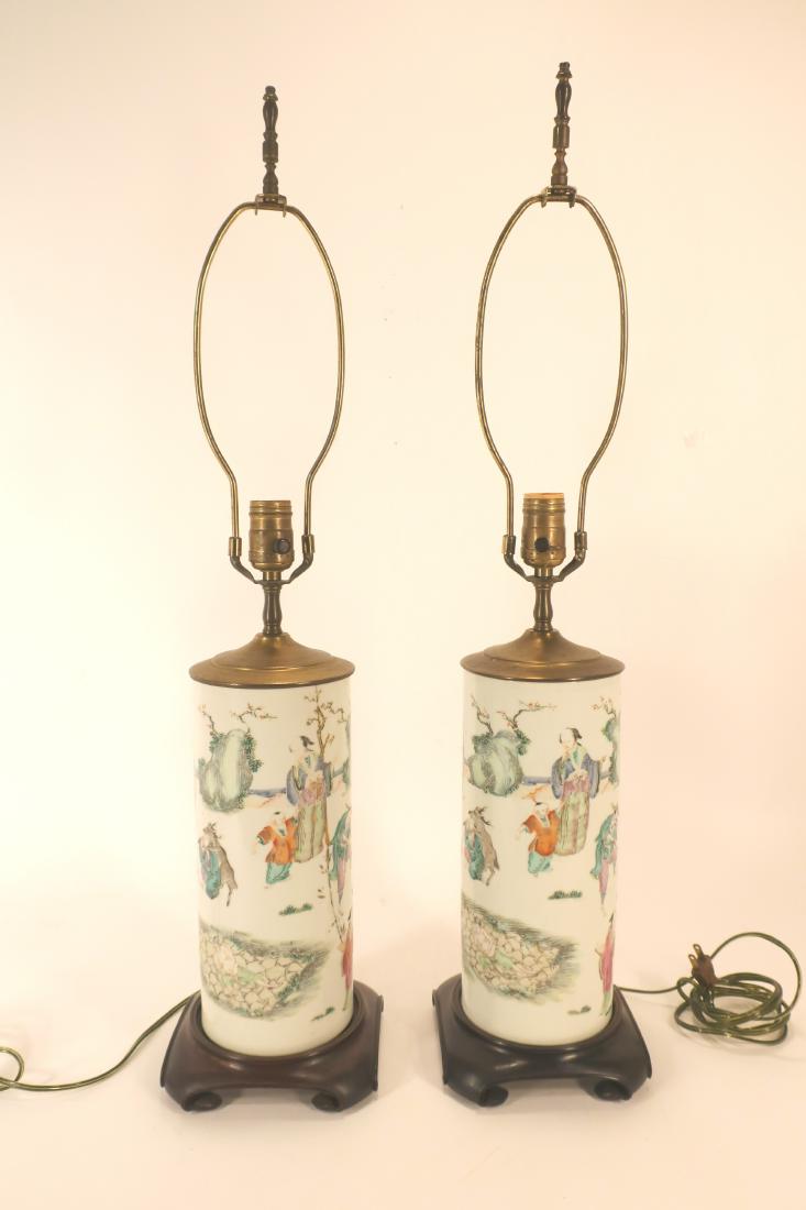 Pr. of Chinese Porcelain Vases as Lamps (1 of 4)