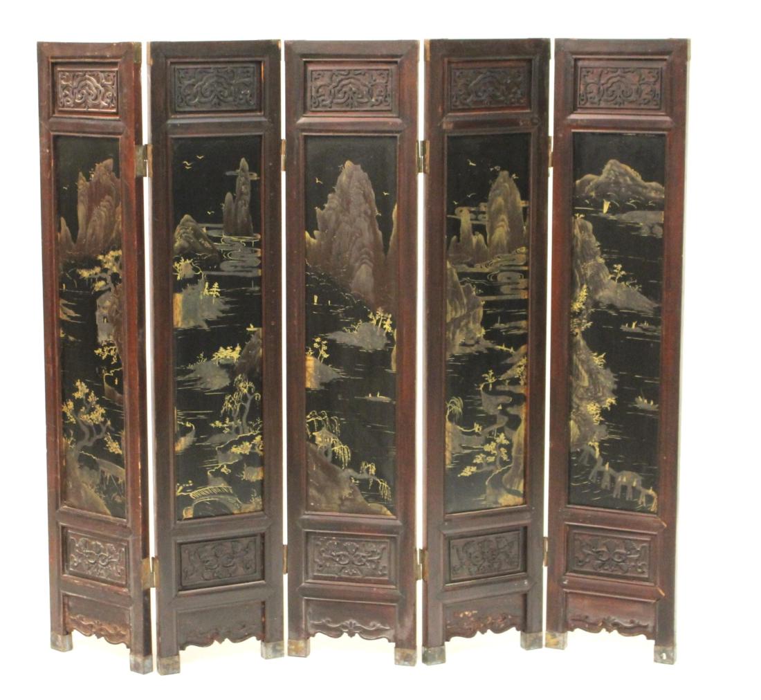 Asian 5-Panel Lacquered Screen (1 of 6)