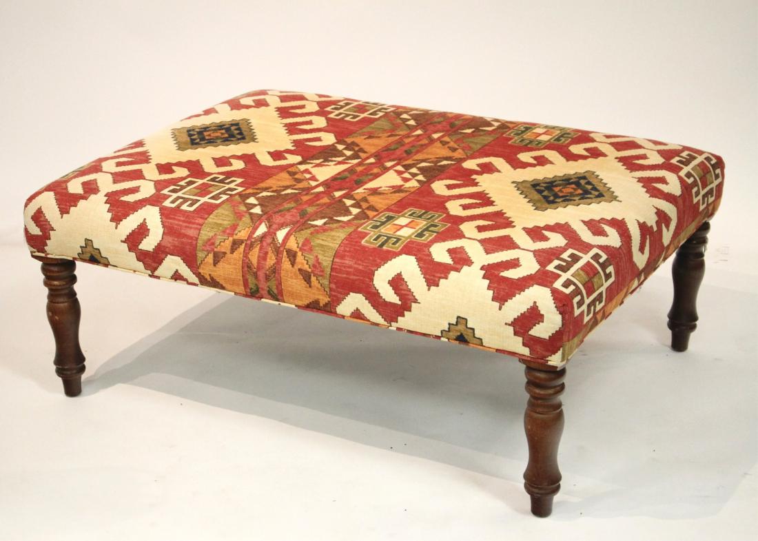 Oversized Ottoman with Kilim-Style Upholstery (1 of 2)