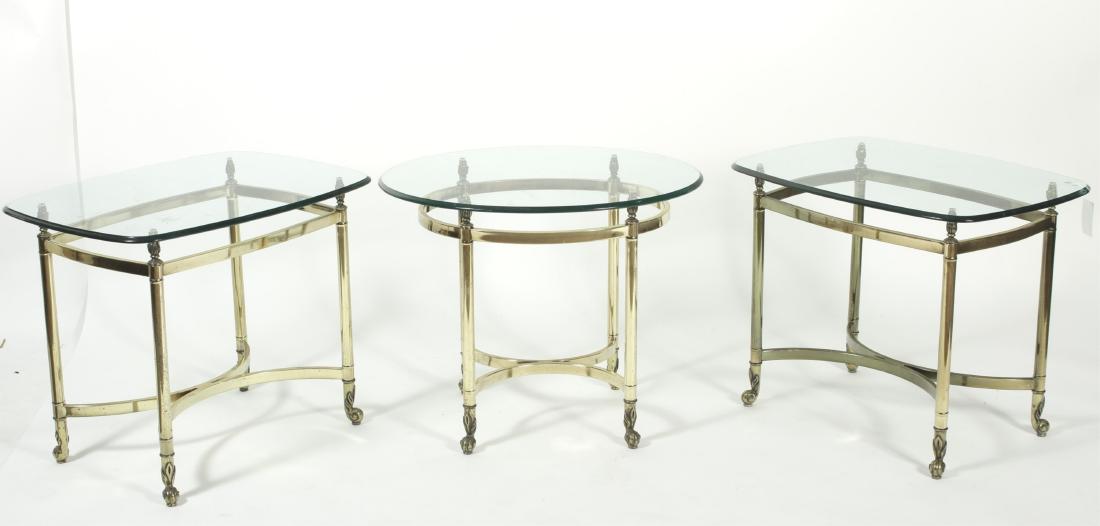 3 Labarge Glass & Brass Side Tables (1 of 3)