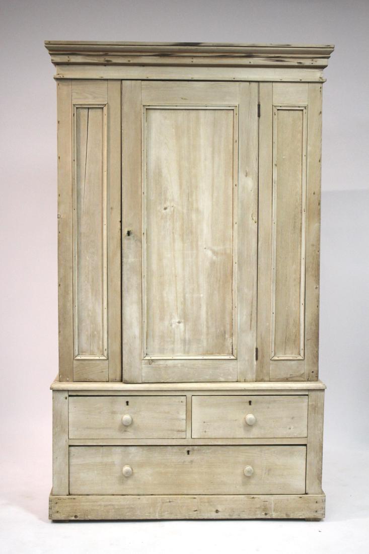 Stripped Pine 2-Part Pine Cabinet/Armoire (1 of 4)