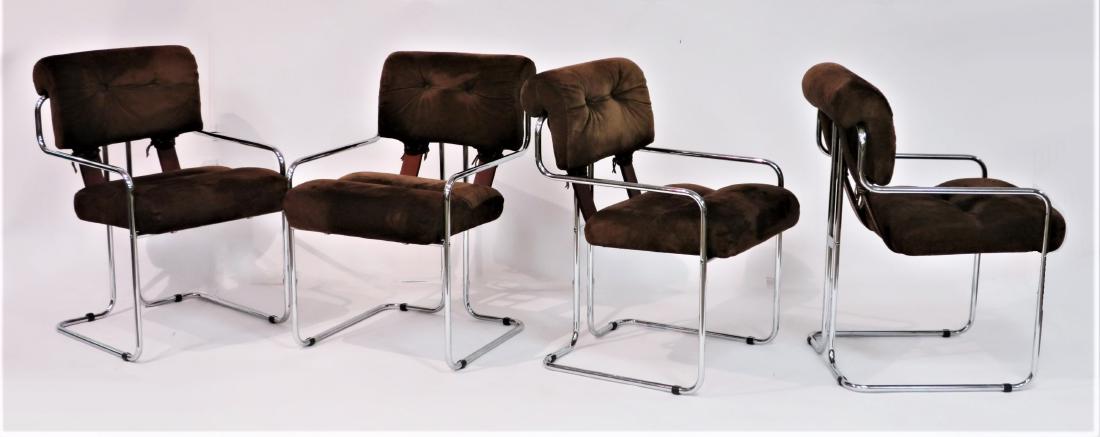 4 Suede Tucroma Chairs by Guido Faleschini Pace: 4 Brown Suede Tucroma Dining Chairs by Guido Faleschini for Pace in genuine brown suede with tufted backs. (MORT1029/4) (TC) Dimensions: H 32 in. x W 20.5 in. x D 24 in.