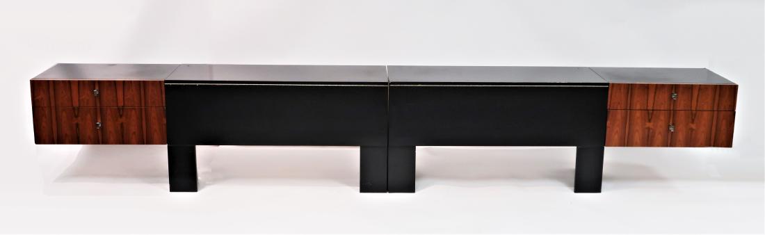 Pair Rougier Rosewood Black Lacquer Headboard 1970 (1 of 6)