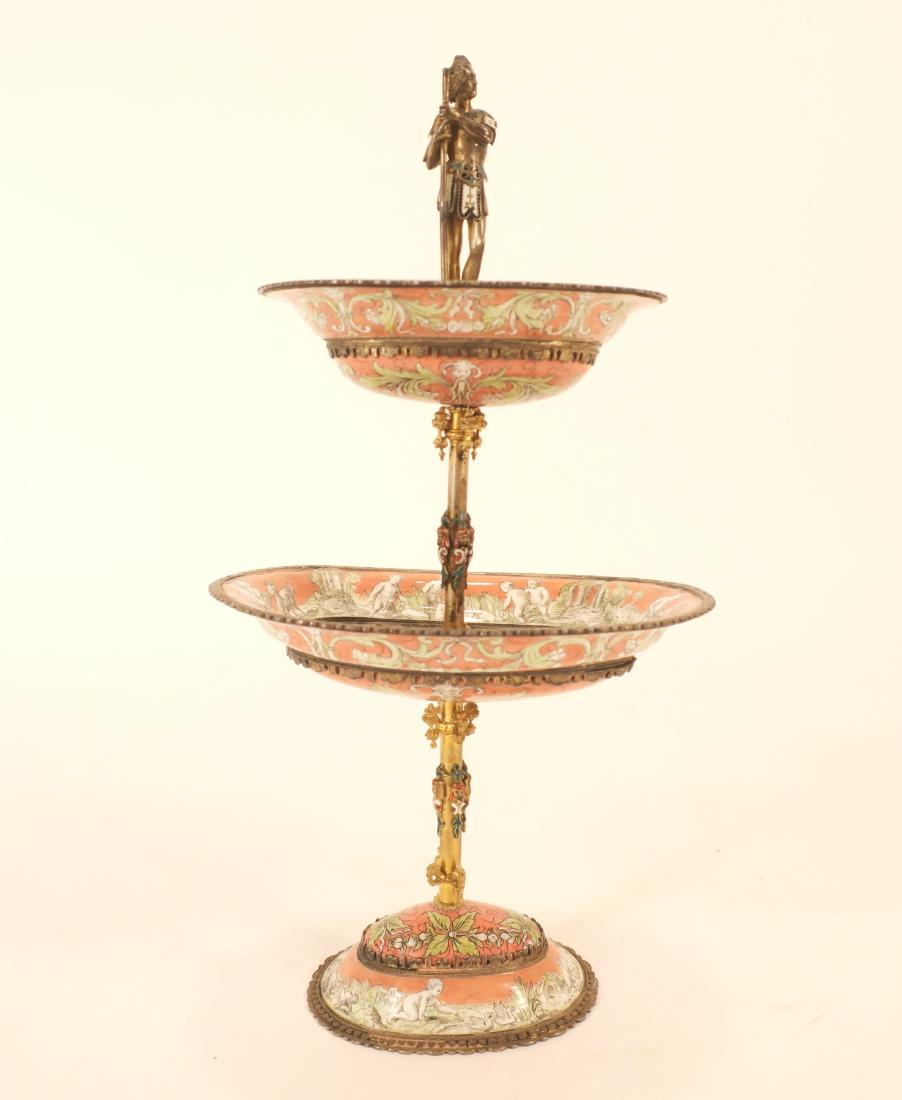 Viennese Enamel & Silver Gilt 2-Tier Stand (1 of 4)