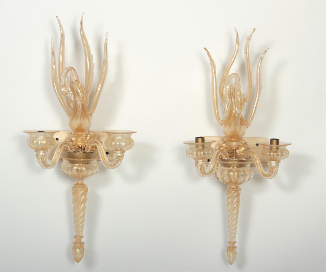 Pr. Archimede Seguso Gold-Flecked Swan Sconces (1 of 8)