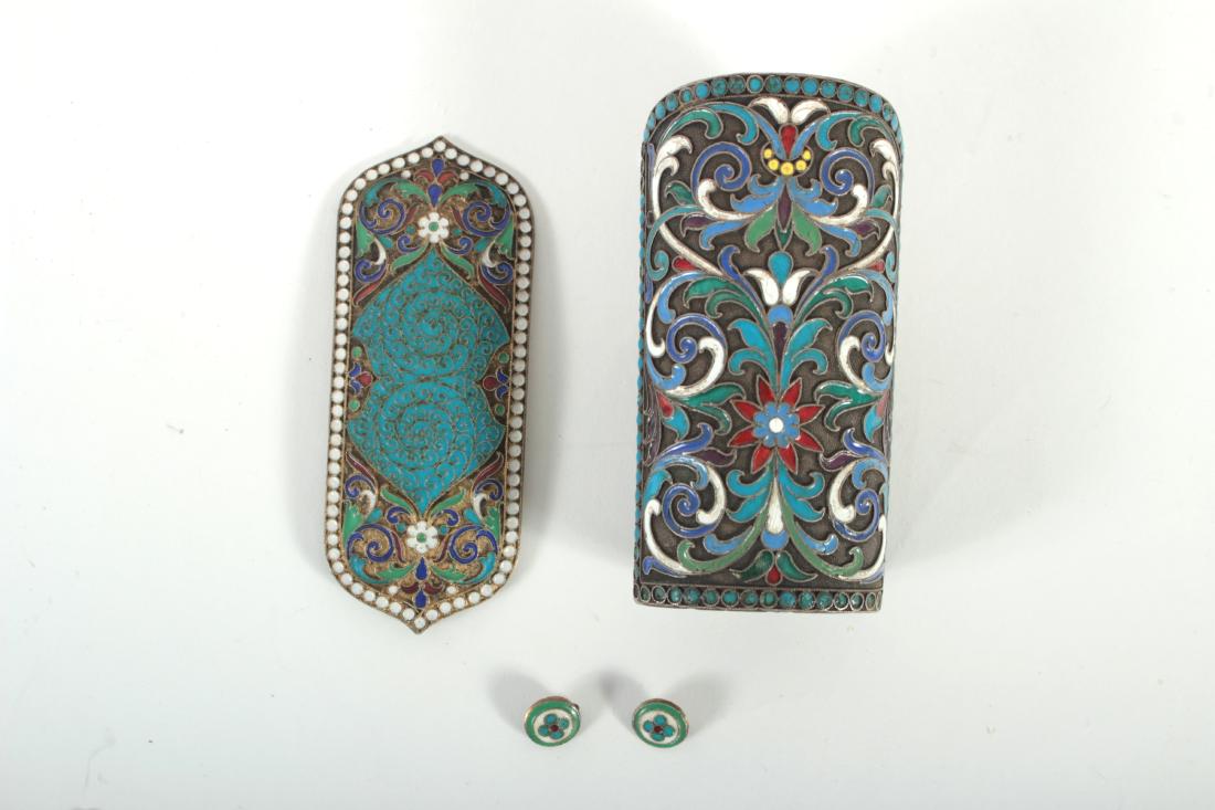 2 Probably Russian Silver, Cloisonne, Enamel Pcs. (1 of 4)