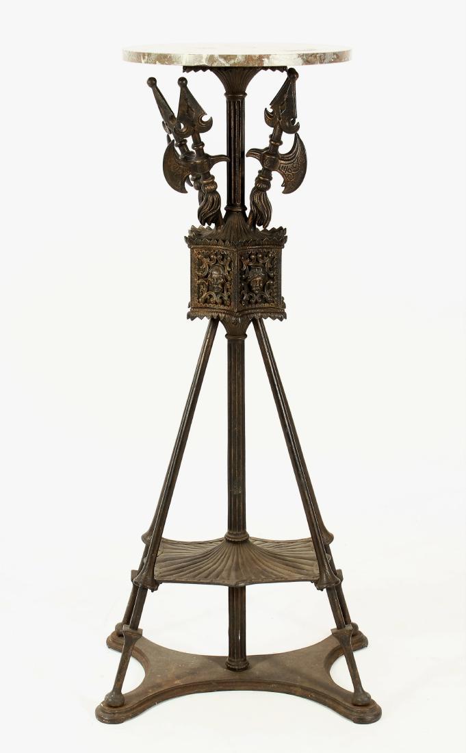 French Empire Style Metal & Marble Pedestal (1 of 7)