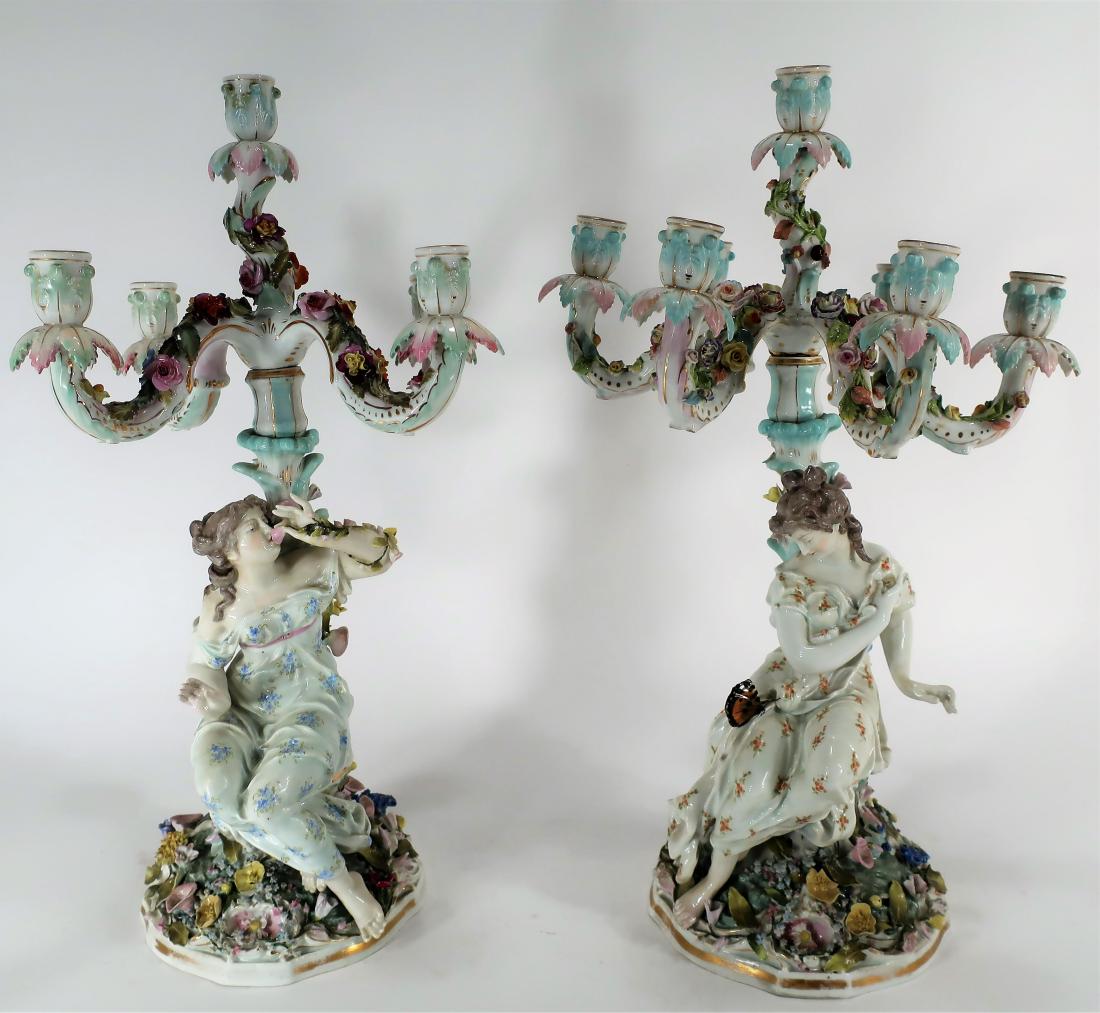 Pair of Possibly Meissen Female Figural Candelabra (1 of 9)