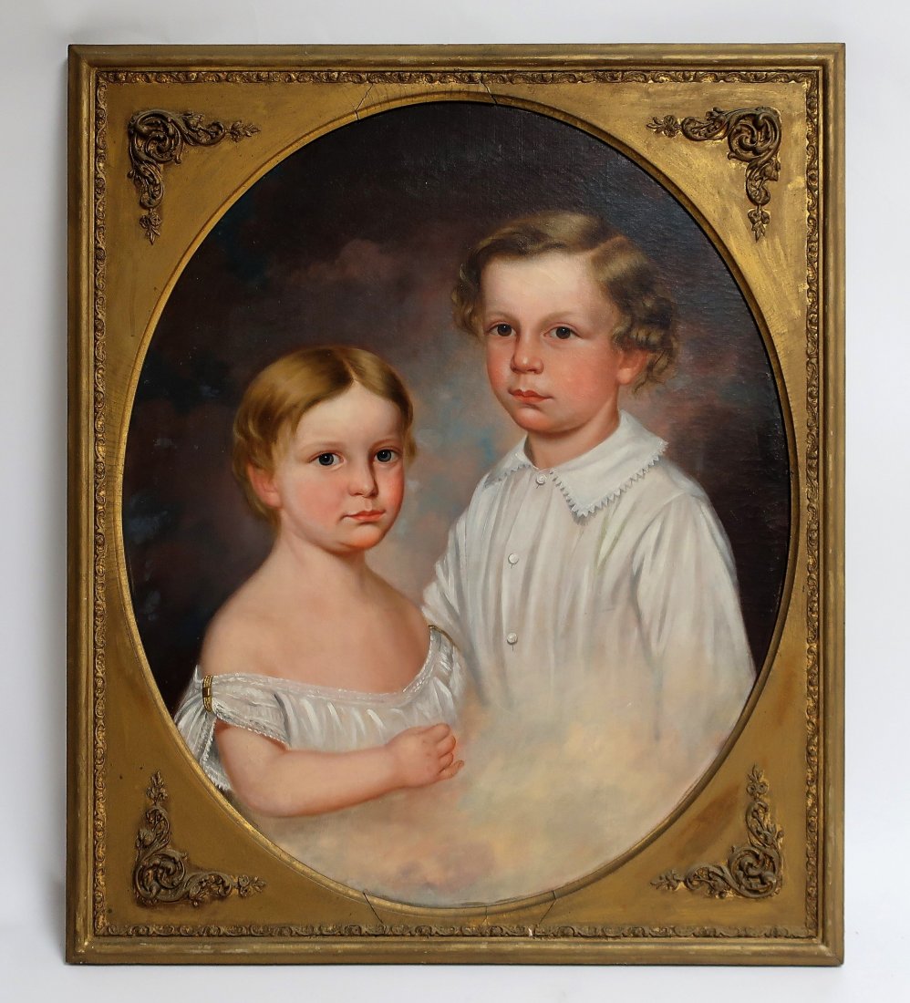 Portrait of Two Blond Children, American, c. 1830 (1 of 8)