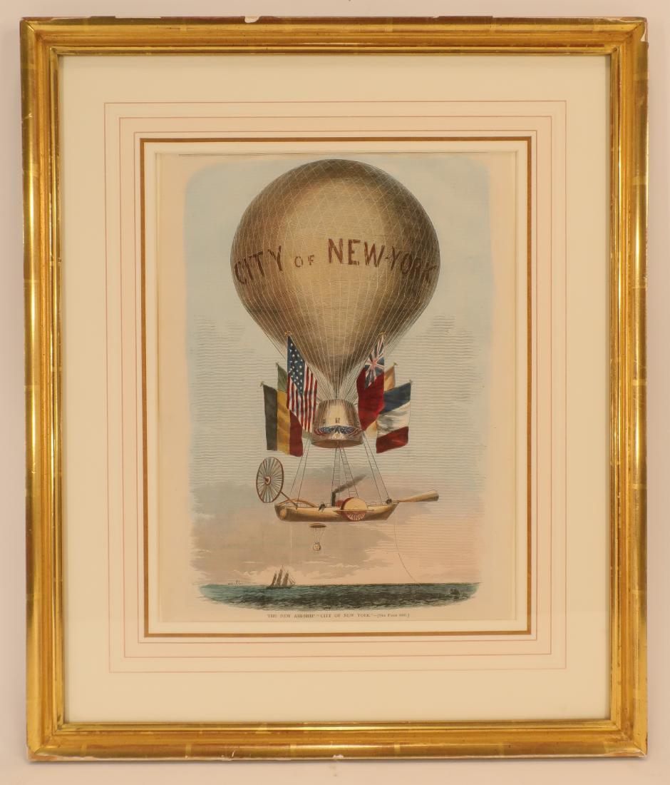 Harper's Hand Colored Balloon Engraving NYC 1859 (1 of 3)