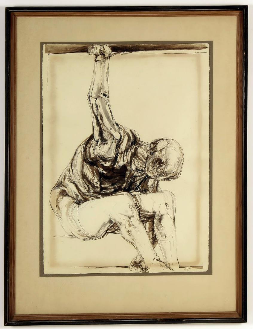 Am School, c. 1950, Imprisoned Man, Ink Wash W/C (1 of 8)