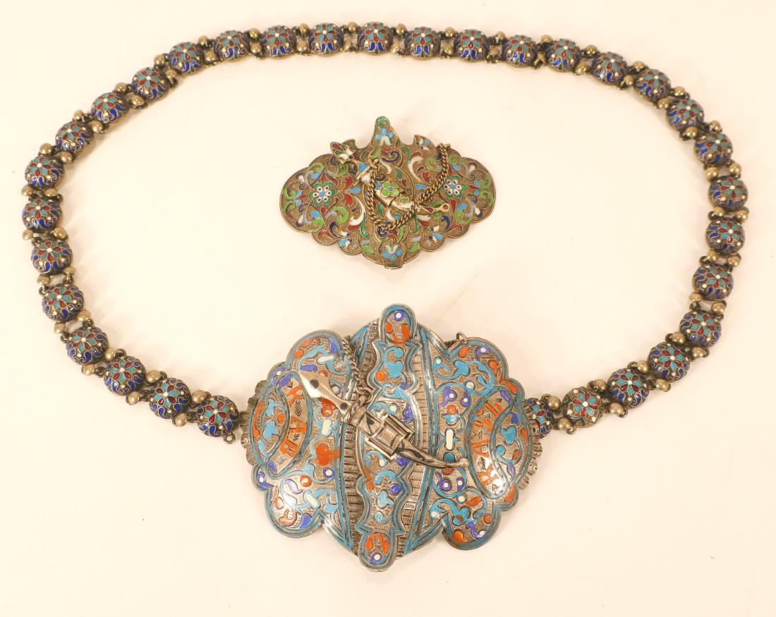 Russian Silver & Cloisonne Belt & Enamel Buckle (1 of 3)