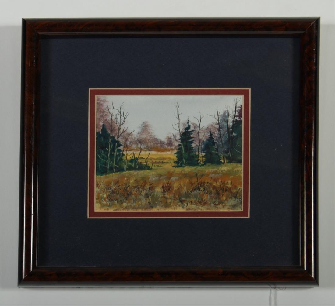Bruce Eaton Dines b.1927 "Forest Edge" W/C: Bruce Dines (b.1927) "The Forest Edge" watercolor Dimensions: framed 8x10 (QFEI2000) (TC)