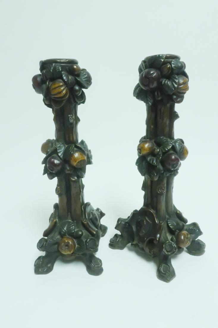 Pr. of Painted Copper Clad Candlesticks (1 of 2)