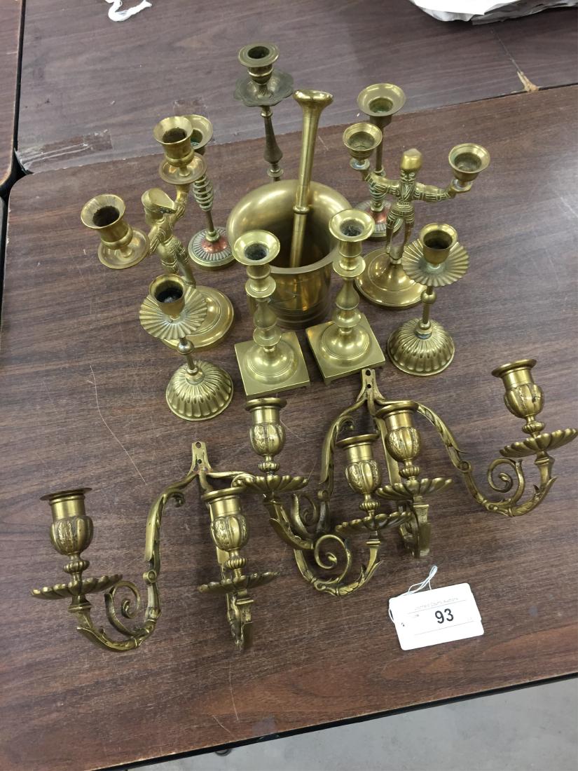 Brass Lot: Sconces, Candlestick Pairs,etc. (1 of 1)