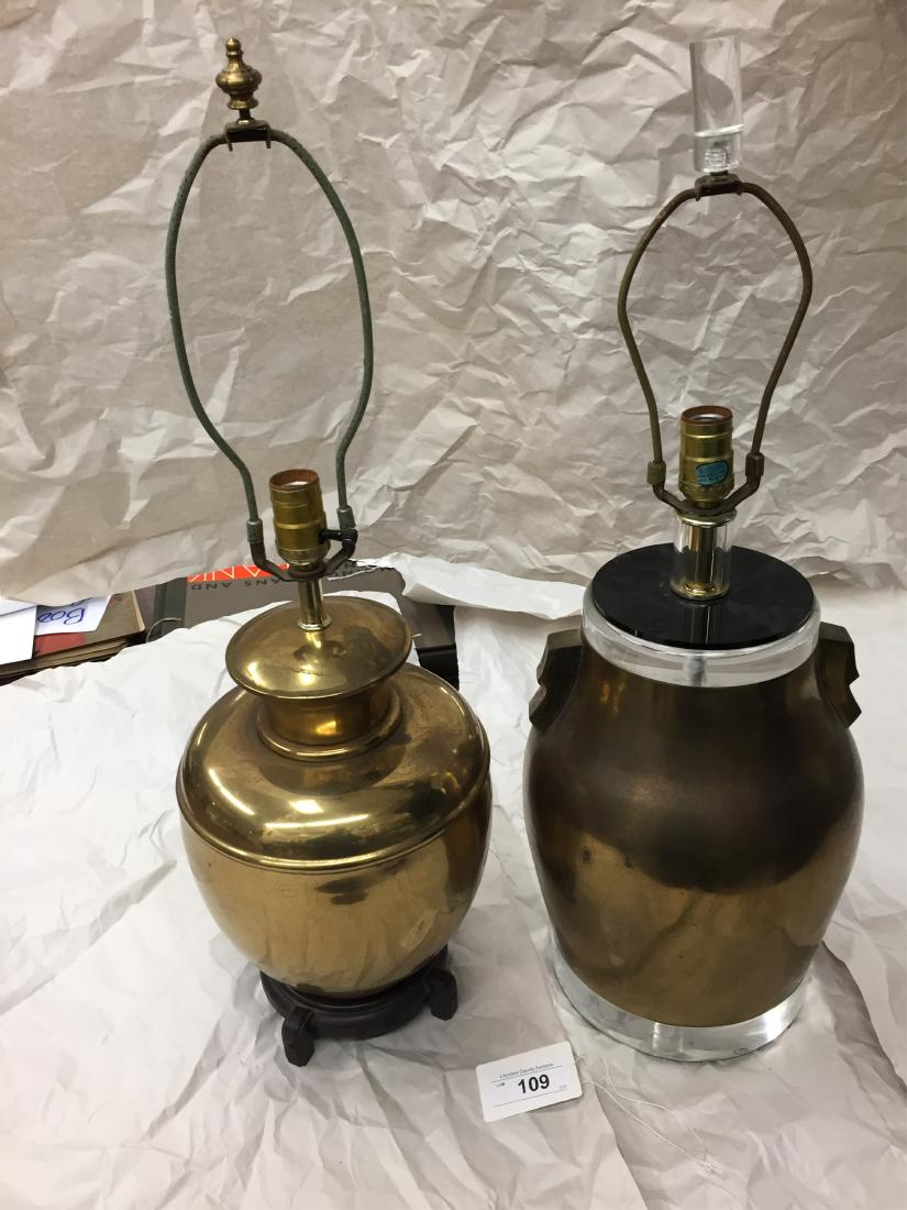 Mid-Century Lamp and Brass Lamp on Stand (1 of 1)