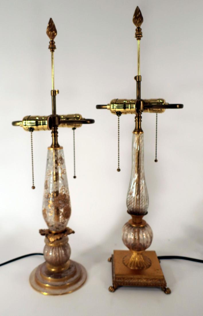 Two Murano Italy Gold Flecked Glass Table Lamps (1 of 6)