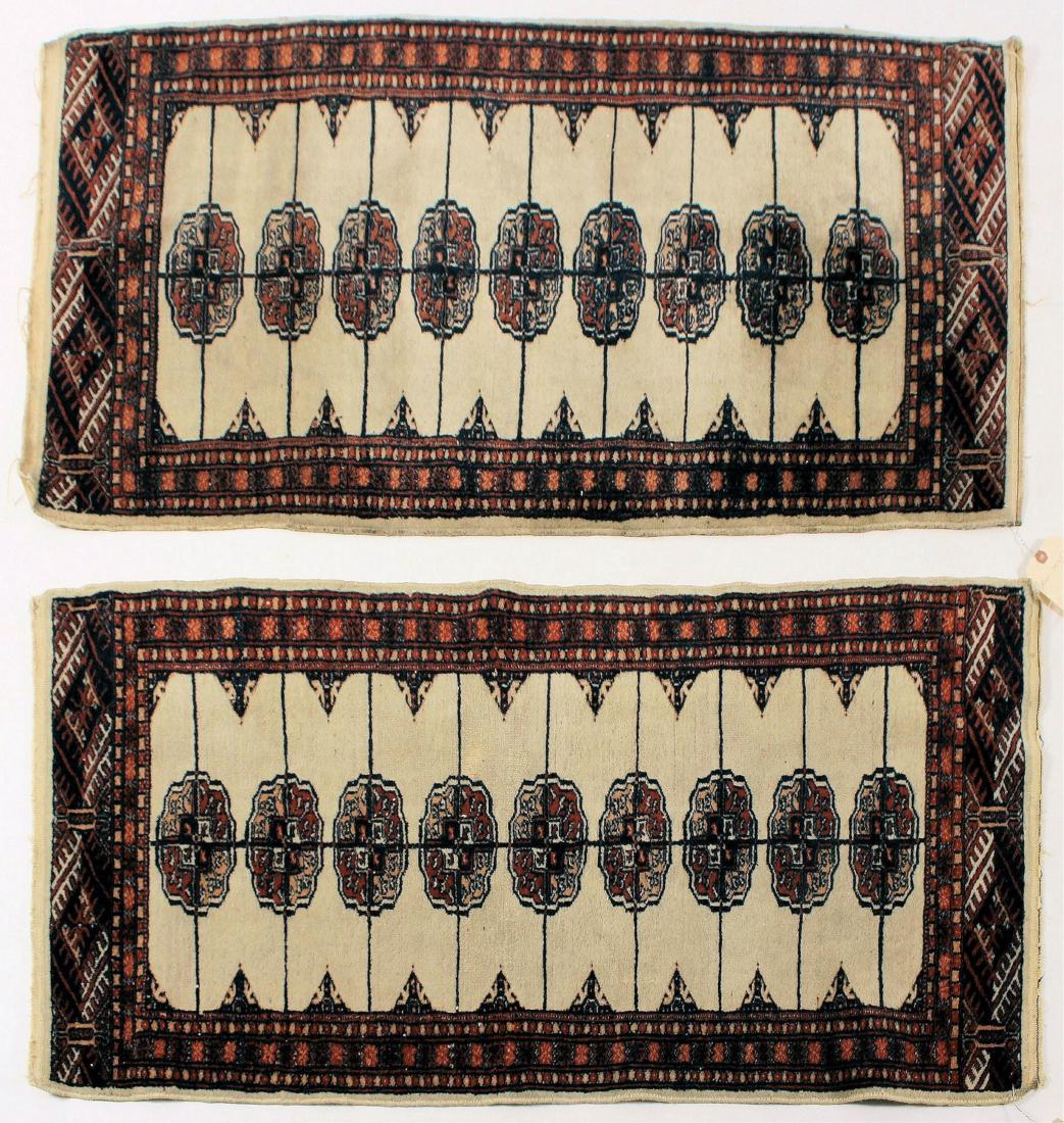 Two Small Bokhara Rugs - White, Blue and Red (1 of 6)
