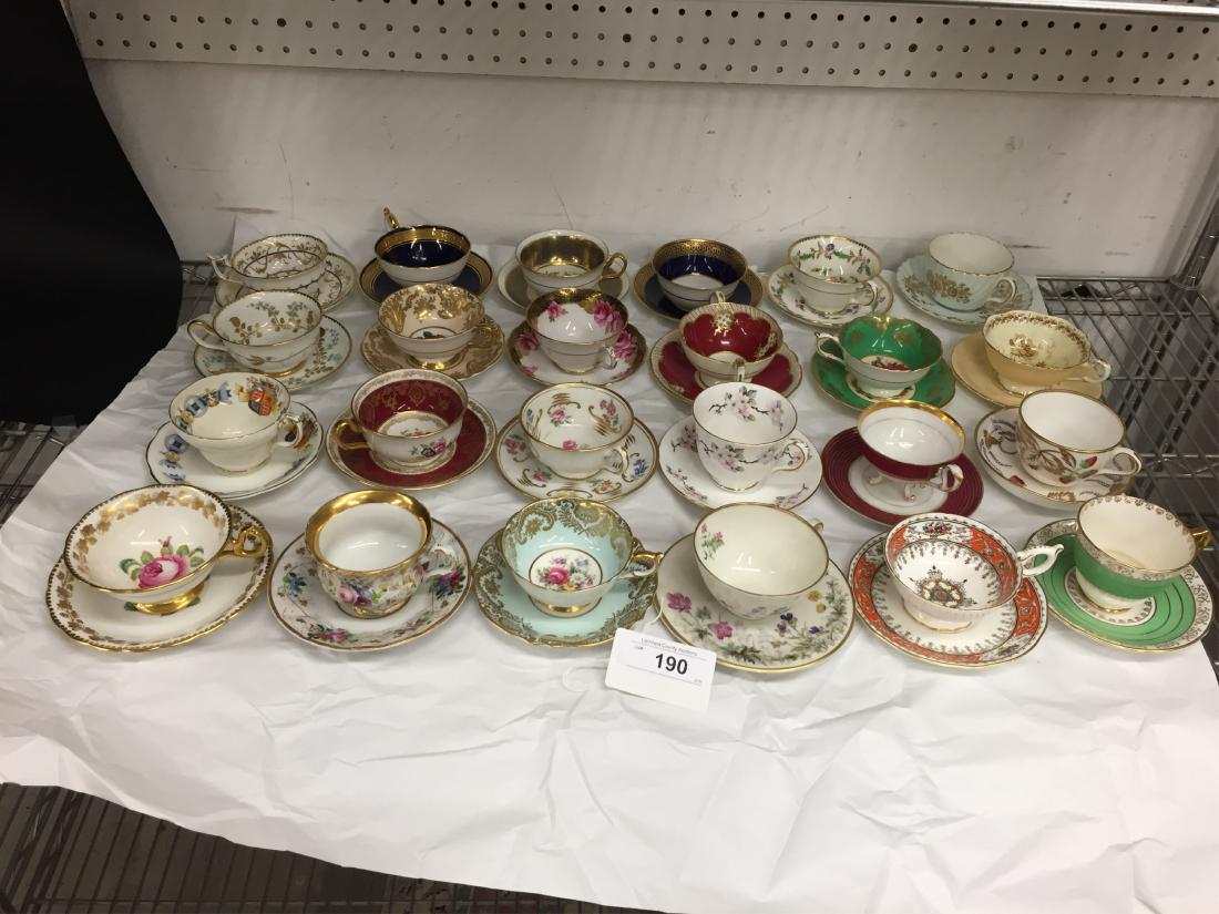 24 Porcelain Tea Cups and Saucers: Various makers Dimensions: Standard Sizes (EPEN25-190/24) (WT)