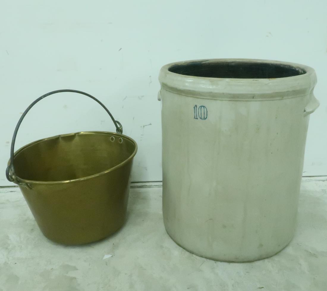 Ansonia Brass Bucket & 10 Gal. Crock (1 of 1)