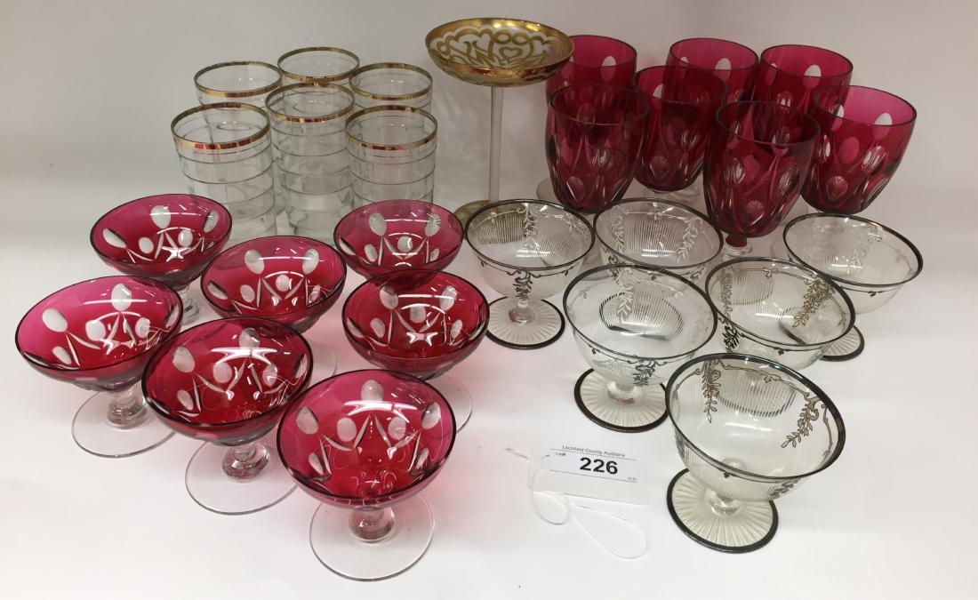 Mixed Group: Red, Gilt & Silver Overlay Glassware (1 of 1)