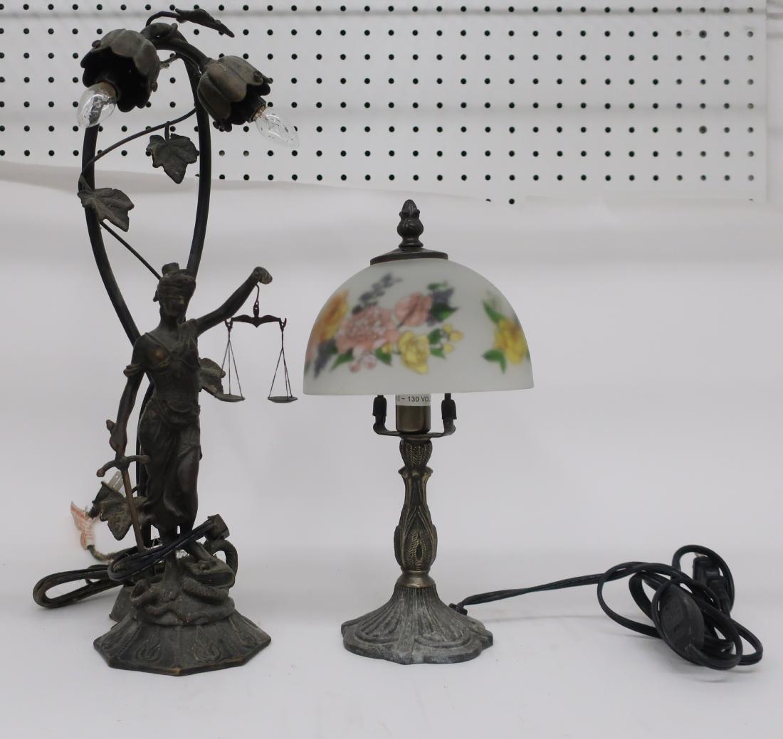 Two Lamps: "Blind Justice" and "Romantic Flowers" (1 of 2)